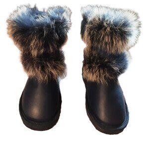 NWT AUABP 100% Australian Lambskin Winter Boots Blue Waterproof Size US 5